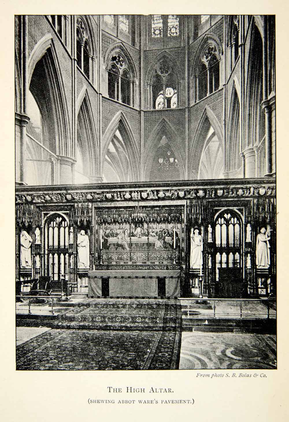 1902 Print High Altar Westminster Abbey Church London Gothic Vault XEFA1