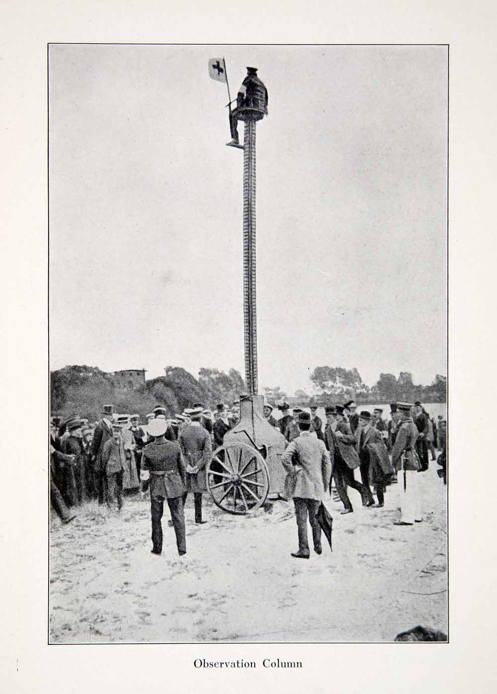 1914 Print Military Equipment Observation Column Scouting Tower Ladder XEFA7