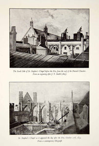1946 Print St Stephen's Chapel Fire 1834 Palace Westminster UK London XEFA8
