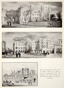 1946 Print October 17th 1834 Fire St Stephen's Chapel Palace Westminster XEFA8