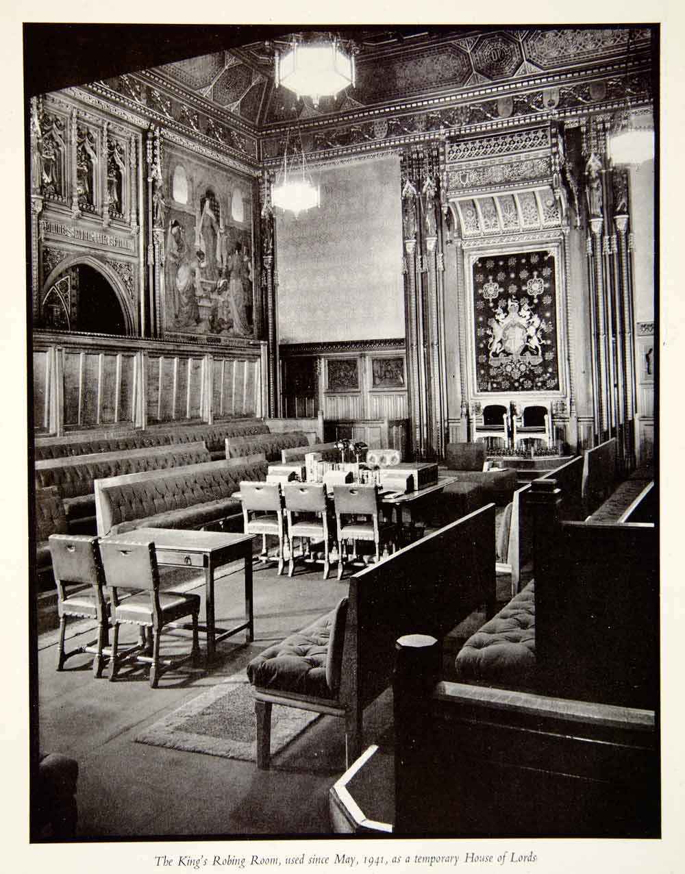 1946 Print King's Robin Room Lord Palace Westminster Parliament Hans Wild XEFA8