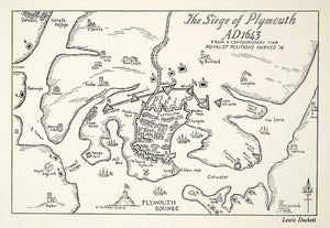 1950 Print Map Plymouth England Royalist Leerie Catwater Saltash Duckett XEFA9