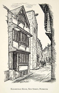1950 Print Elizabethan House New Street Plymouth Devon England Duckett XEFA9