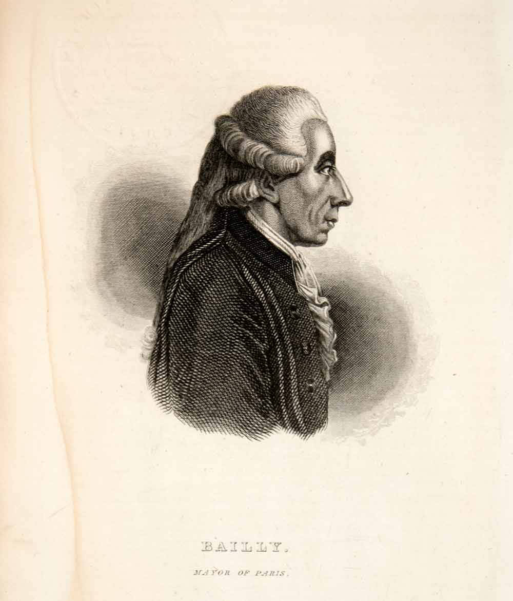 1844 Steel Engraving Bailly Mayor Paris French Revolution King Louis XIV XEG1