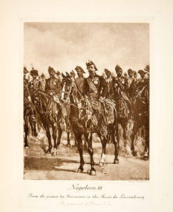 1922 Photogravure Meissonier Napoleon III Staff Horse Military Regalia XEG7