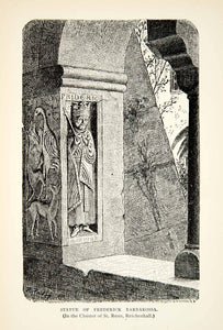 1898 Print Statue Frederick Barbarossa Holy Roman Emperor Cloister St XEGA1