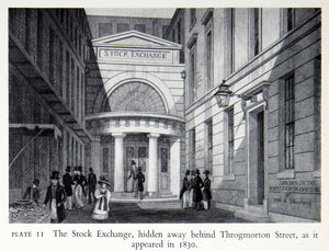 1951 Print London Stock Exchange England Cityscape Throgmorton Street XEGA2