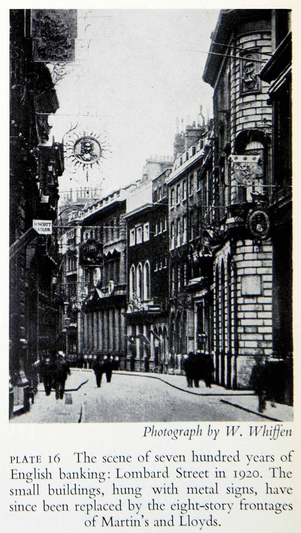1951 Print Lombard Street 1920 London England Bank Martins Lloyds Finance XEGA2