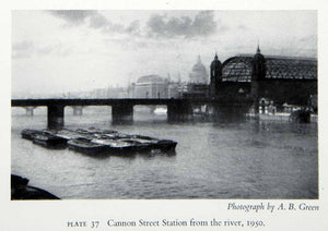 1951 Print Cannon Street Station River Thames London England Railroad XEGA2