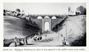 1951 Print Highgate Archway London England Sheep Cattle Bridge Street Road XEGA2