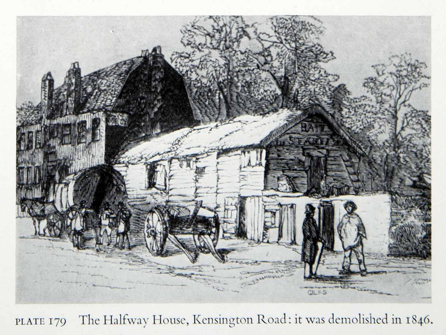 1951 Print Halfway House Kensington Road London England Shack Barn Wagon XEGA2