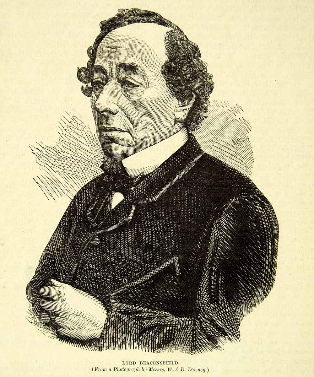 1883 Wood Engraving Benjamin Disraeli United Kingdom Portrait Lord XEGA3