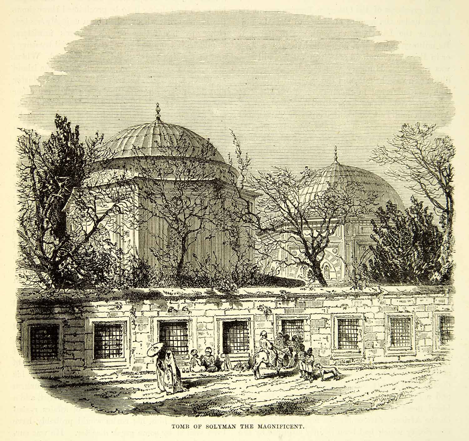 1883 Wood Engraving Tomb Sultan Suleiman Solyman Magnificent Tomb XEGA3