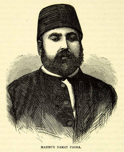 1883 Wood Engraving Mahmut Damat Pasha Portrait Ottoman Empire Russo XEGA3