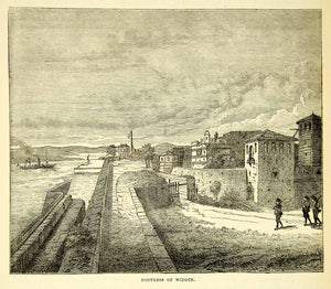 1883 Wood Engraving Fortress Widden Vidin Bulgaria Baba Vida Russo Turkish XEGA3
