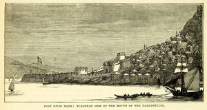 1883 Wood Engraving Fort Kilitbahir Key Sea European Dardanelles Ottoman XEGA3