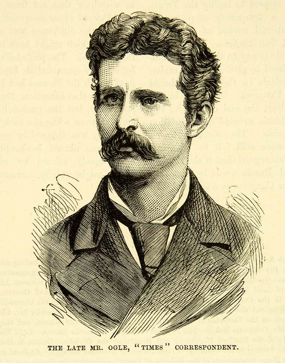 1883 Wood Engraving Late Mister Ogle Times Correspondent Reporter Murder XEGA3