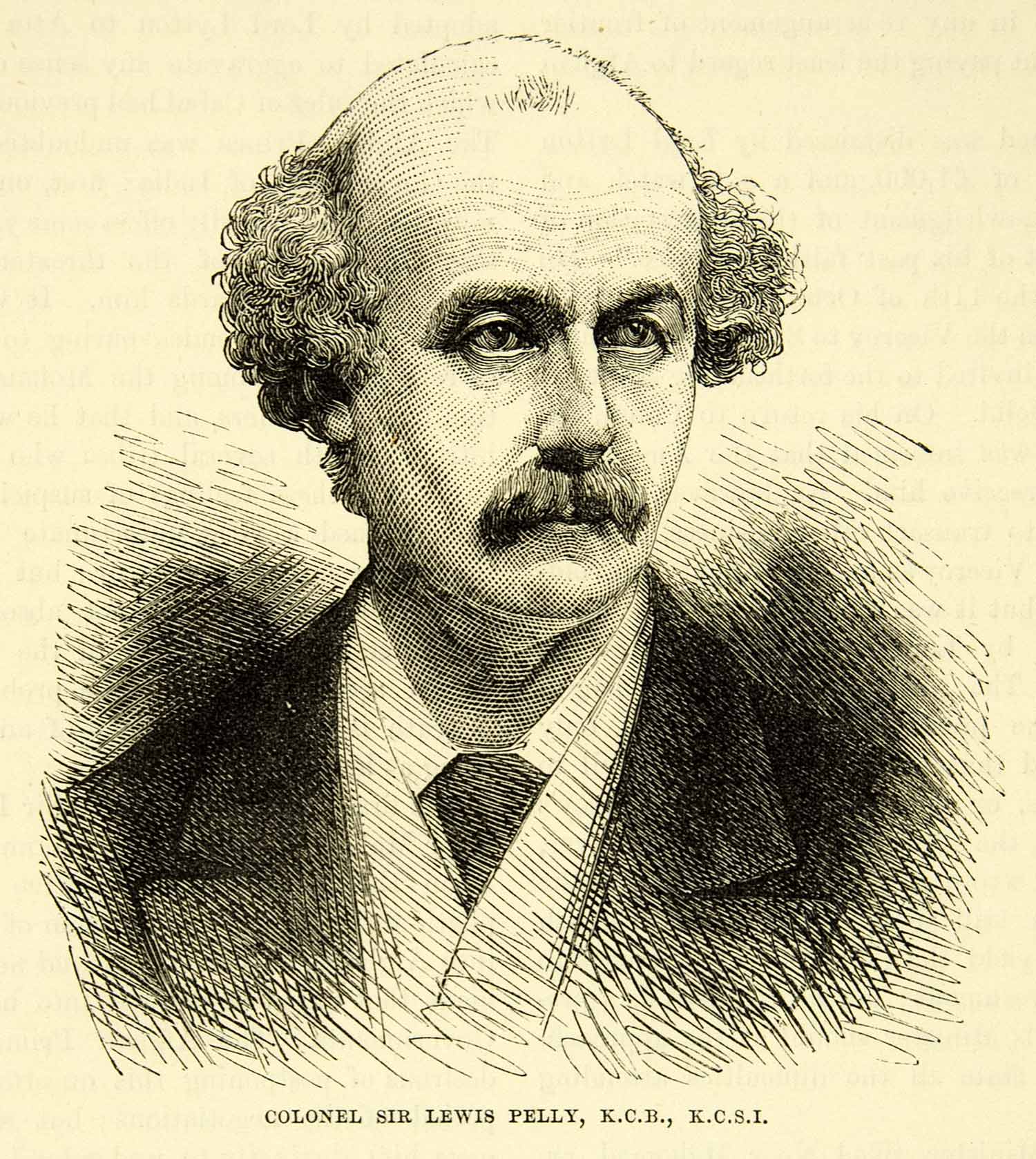 1883 Wood Engraving Portrait Lewis Pelly British Conservative Parliament XEGA3