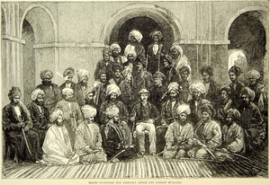 1883 Wood Engraving Art Pierre Cavagnari Afridi Pathan Mullick Group XEGA3
