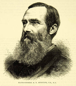 1883 Wood Engraving Art Military Officer Portrait Major General A. S XEGA3