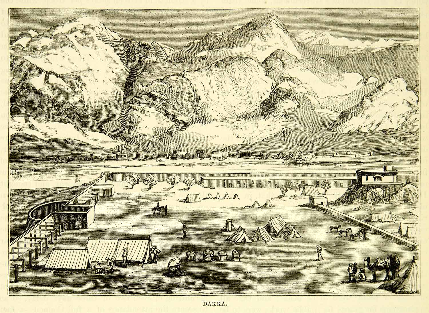 1883 Wood Engraving Battle Ali Masjid Dakka British Military Troops XEGA3