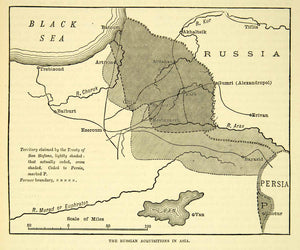 1883 Print Russian Acquisitions Asia Black Sea Persia Territories Van XEGA3