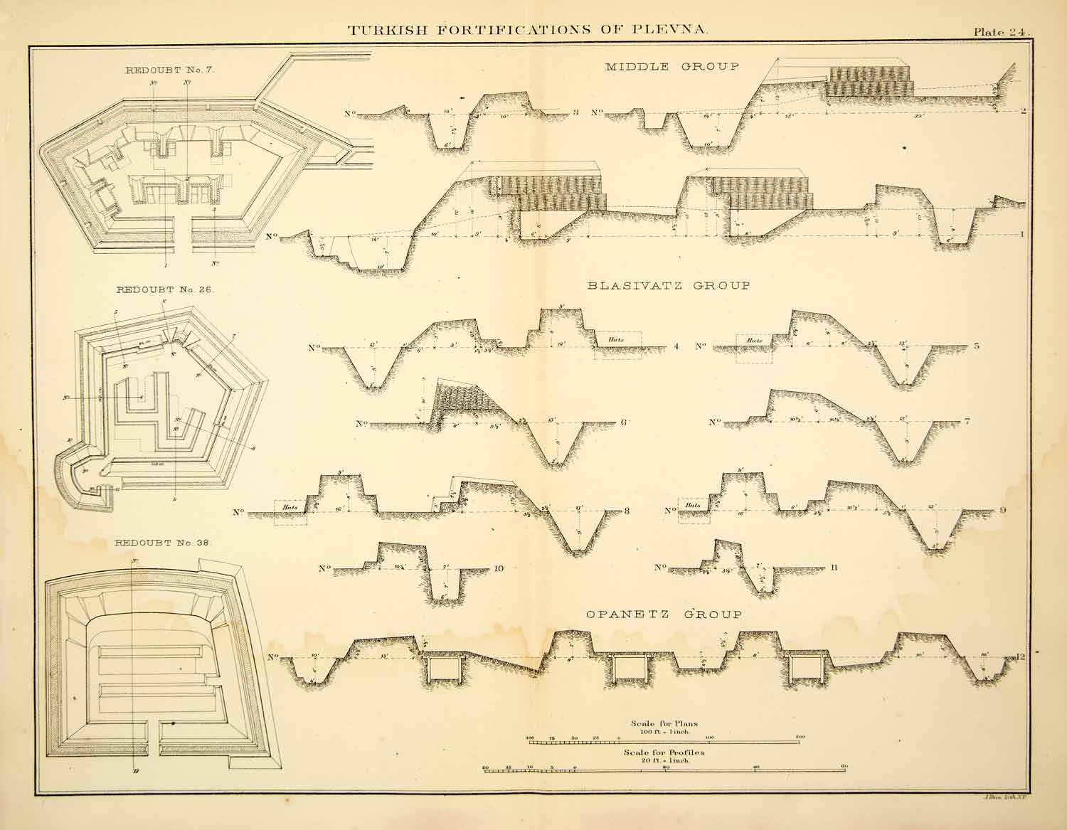 1880 Photolithograph Architectural Plans Cross Section Turkish XEGA4