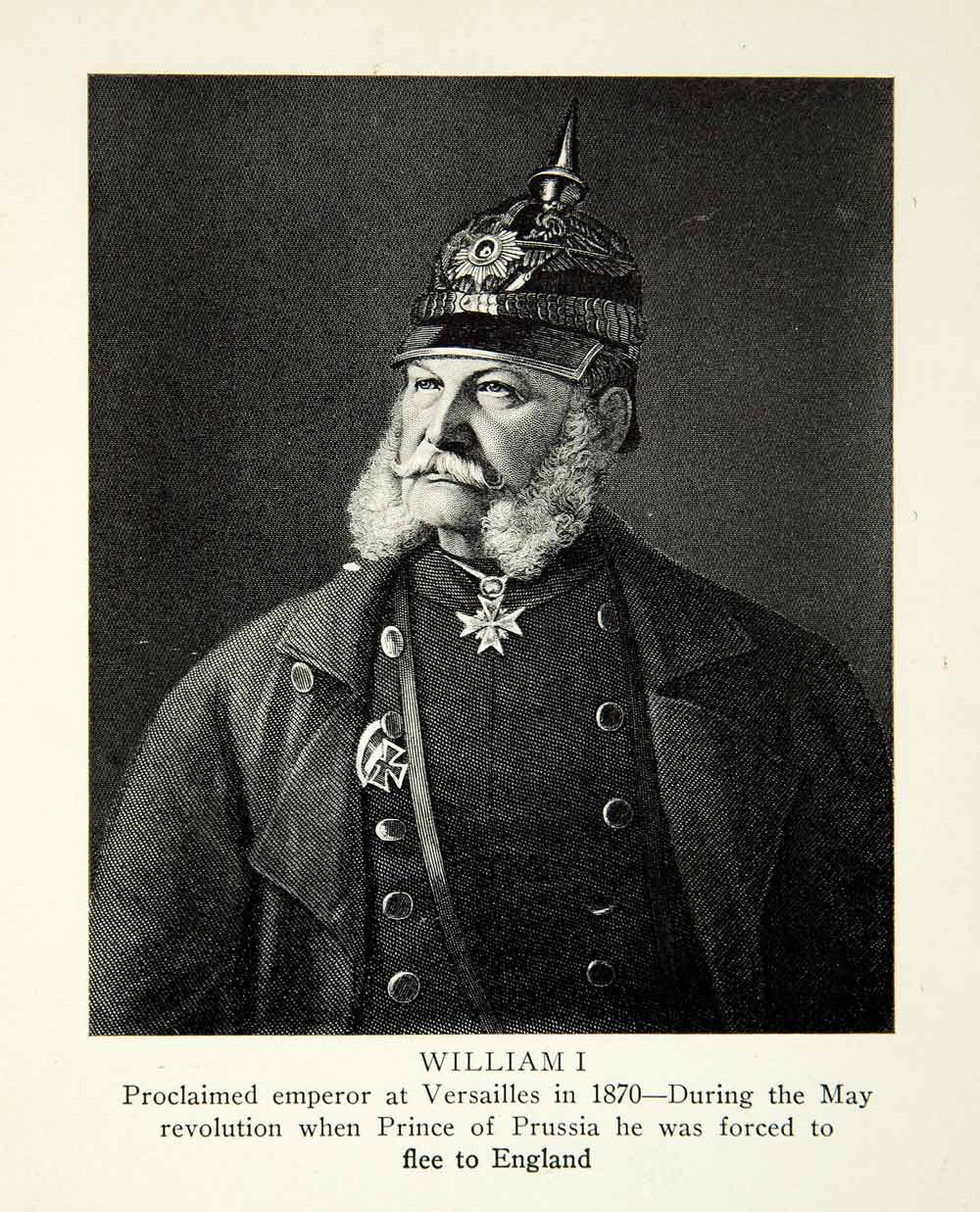 1915 Print William I Wilhelm King Prussia Portrait Helmet Uniform German  XEGA6, image size:1000x1237