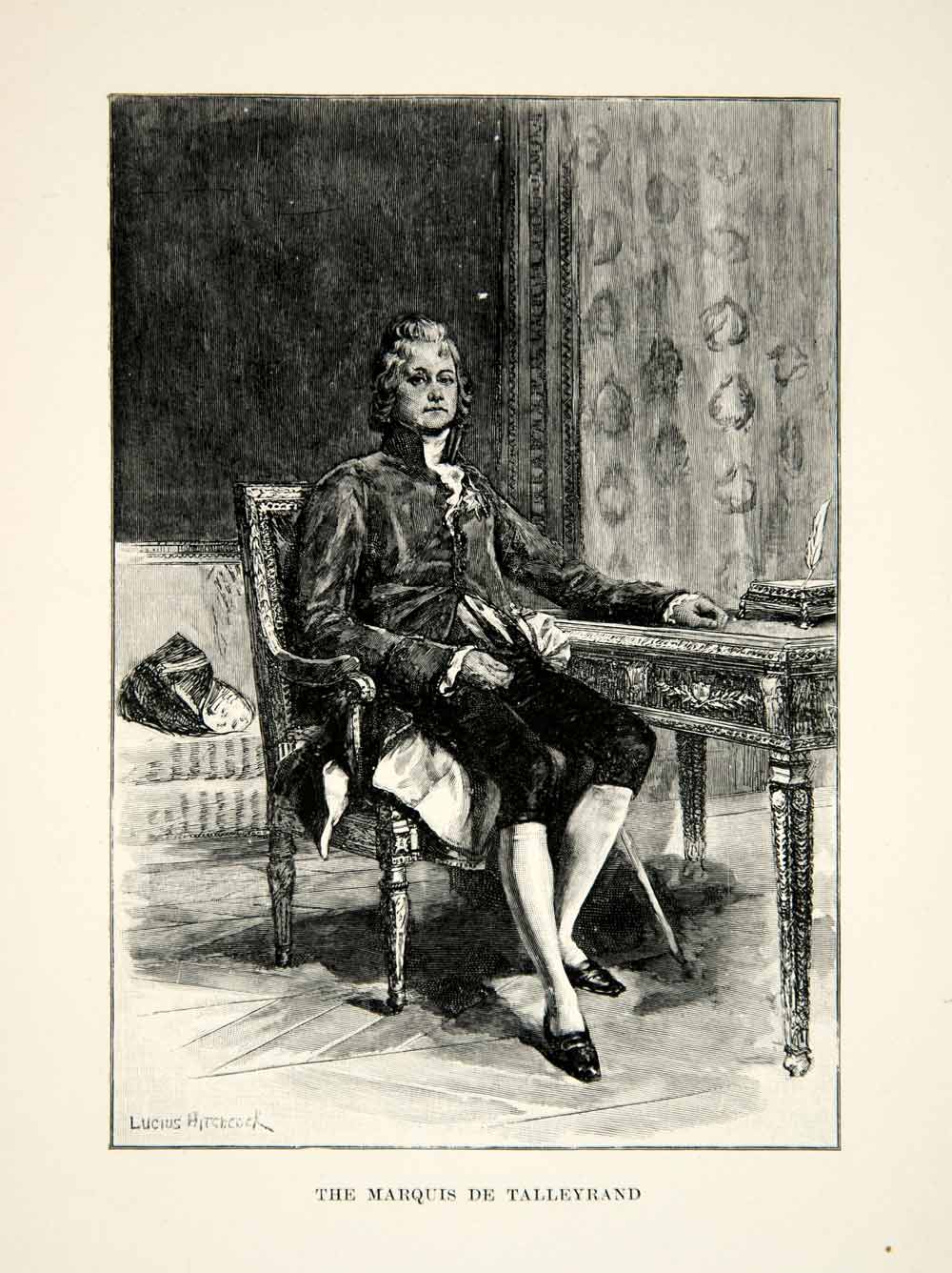 1896 Wood Lucius Hitchcock Engraving Talleyrand Grand Chamberlain XEGA9