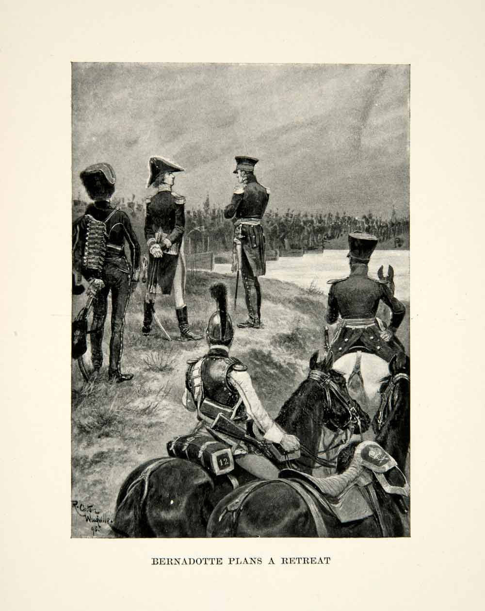 1896 Print Caton Woodville General Bernadotte Napoleonic War Sixth XEGA9 - Period Paper
