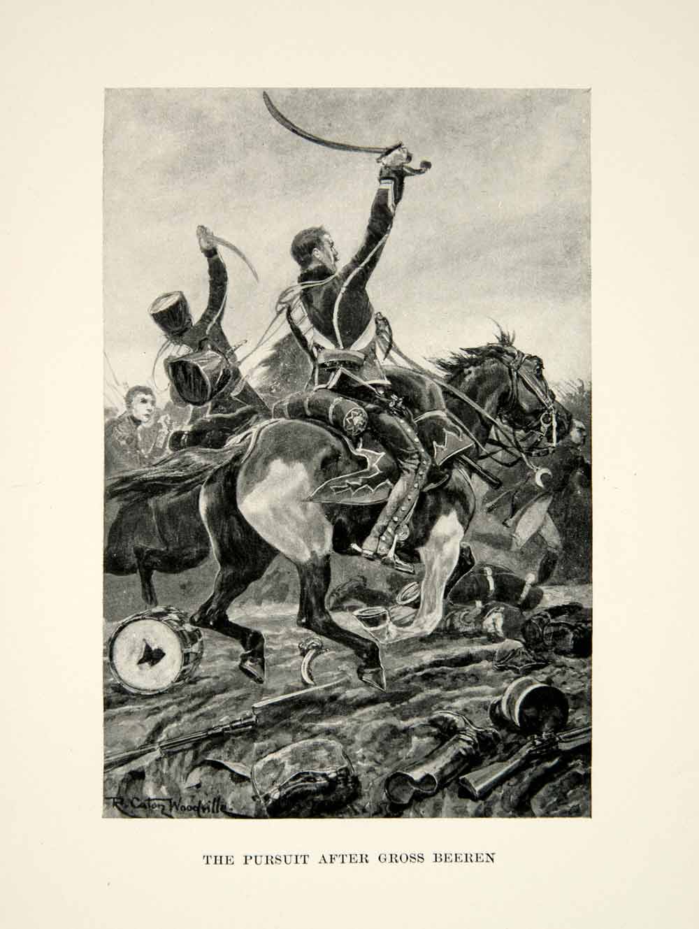 1896 Print Caton Woodville Gross Beeren Gro¤beeren Battle Napoleonic Wars XEGA9