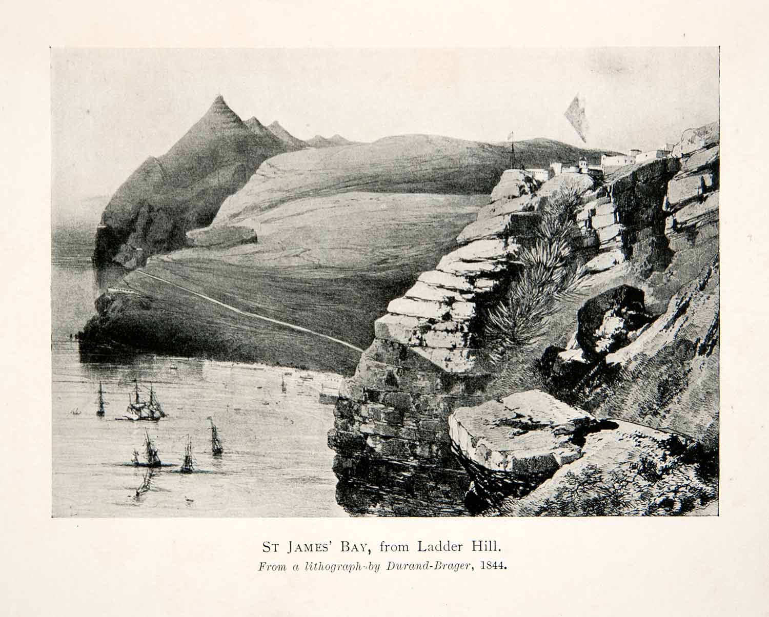 1903 Print James Bay Ladder Hill Jamestown Saint Helena Napoleon Bonaparte XEH6