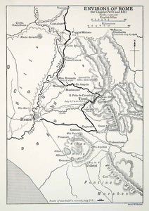1914 Print Map Rome Italy Europe Route Giuseppe Garibaldi Military Retreat XEHA2