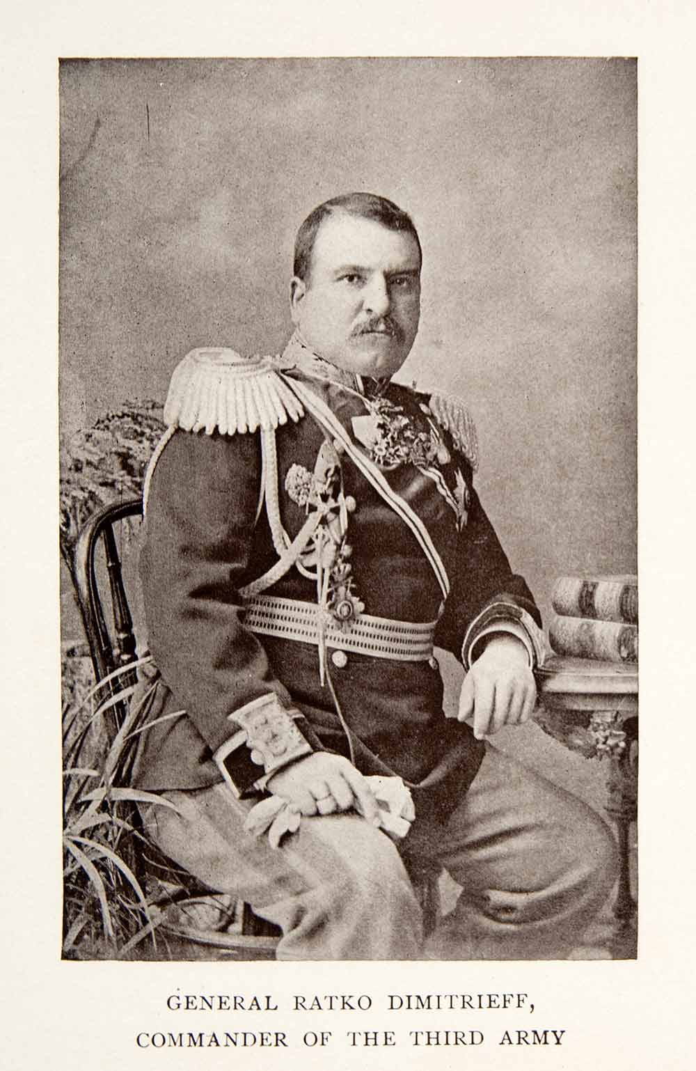 1913 Print General Ratko Dimitrieff Commander Third Army Bulgaria Balkan XEI7