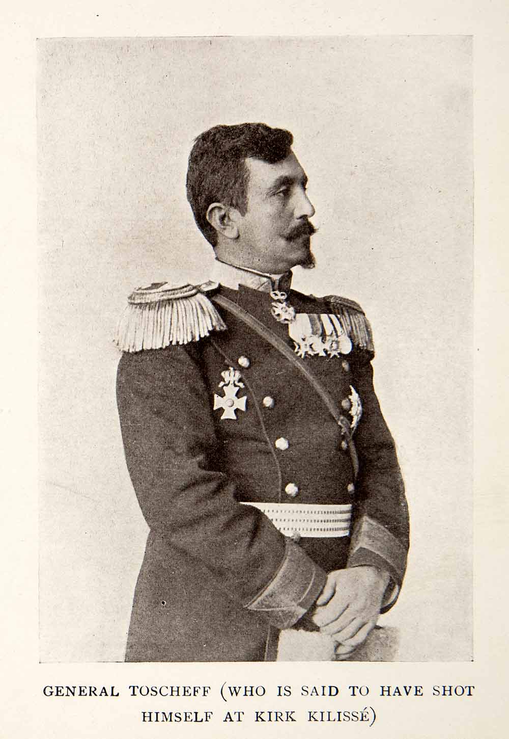 1913 Print General Toscheff Bulgaria Commander Balkan War Uniform Soldier XEI7