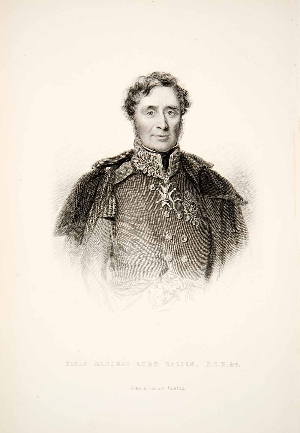 1881 Steel Engraving British Field Marshall Lord Raglan Military Portr ...