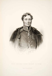 1881 Steel Engraving British Field Marshall Lord Raglan Military Portrait XEI9