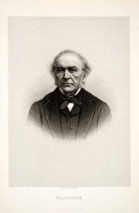 1881 Steel Engraving William Ewart Gladstone Portrait British Prime XEI9