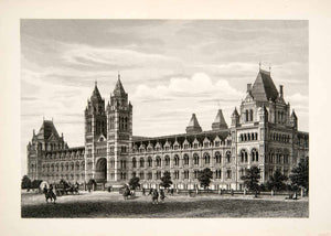 1881 Steel Engraving Natural History Museum Building South Kensington XEI9