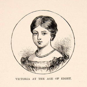 1881 Wood Engraving Art Queen Victoria Child Portrait British Royalty XEI9