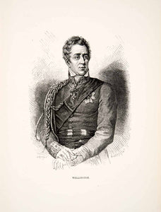 1881 Wood Engraving Duke Wellington Wellesley Military Uniform Portrait XEI9