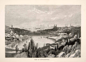 1881 Wood Engraving Ancient Constantinople Turkey Cityscape Historic Image XEI9