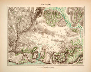 1881 Lithograph Antique Topographical Map Balaklava Sevastopol Crimea XEI9