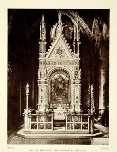1909 Print Orcagna Orsanmichele Church Shrine Tabernacle Florence Firenze XEIA8