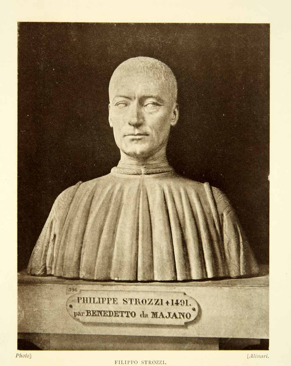 1909 Print Filippo Strozzi Elder Marble Bust Sculpture Benedetto da Maiano XEIA8