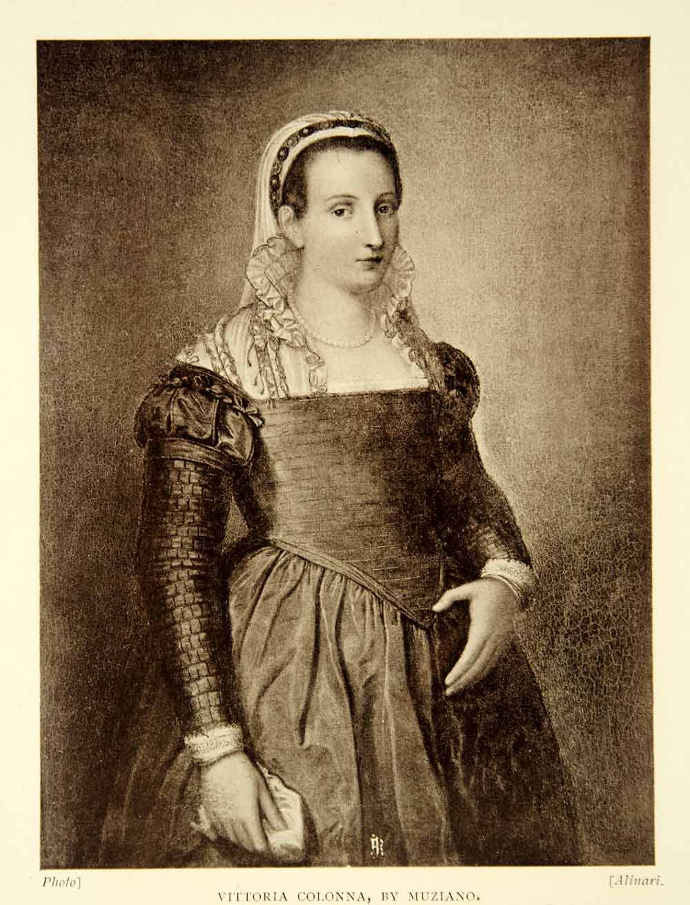 1909 Print Vittoria Colonna Portrait Italian Renaissance Dress Girolam –  Period Paper Historic Art LLC