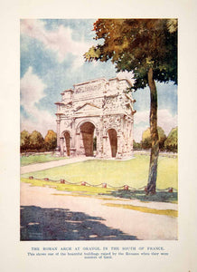 1913 Color Print Roman Arch Orange France Architecture Art Gaul Memorial XEJ9