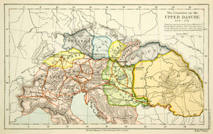 1892 Photolithographed Map Upper Danube Thuringi Rucii Scyri Gepide XEJA4