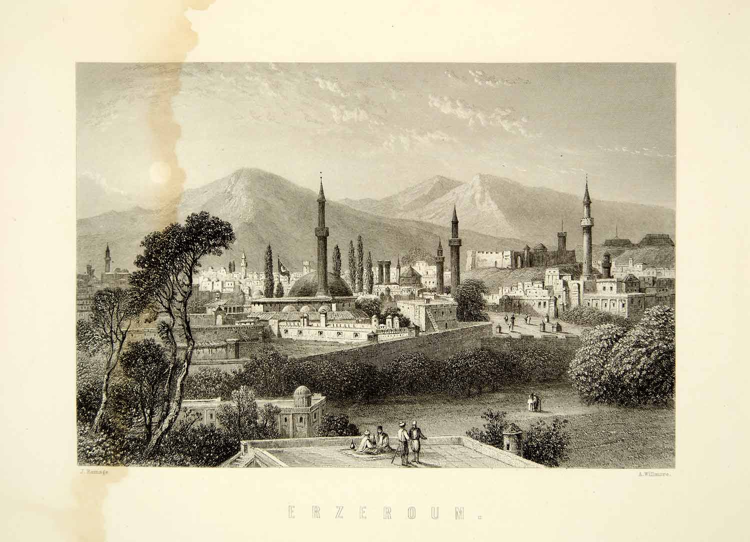 1878 Steel Engraving Erzeroum Turkey Russo Turkish War Caucasus Erzurum XEJA5