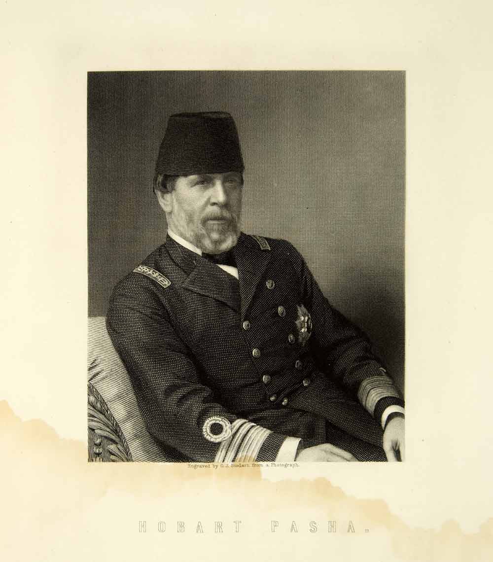 1878 Steel Engraving Augustus Charles Hobart-Hampden Pasha Naval Officer XEJA5